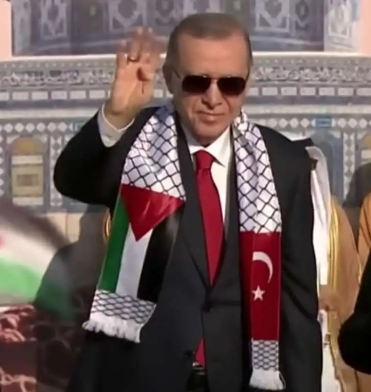 RECEP TAYYIP ERDOGAN ALLA MANIFESTAZIONE PRO PALESTINA