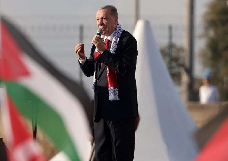 RECEP TAYYIP ERDOGAN ALLA MANIFESTAZIONE PRO PALESTINA A ISTANBUL