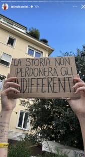 storie instagram di giorgia soleri - manifestazione per i palestinesi 2