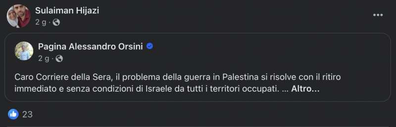 sulaiman hijazi condivide i post di alessandro orsini