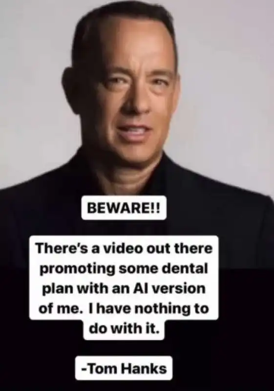 tom hanks e lo spot fake creato con l'intelligenza artificiale