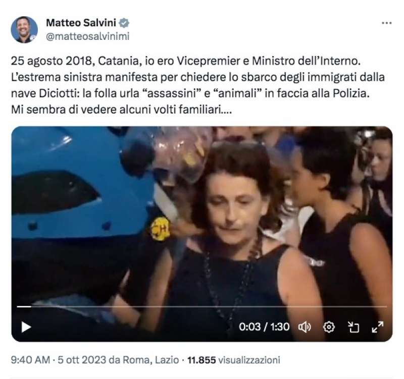 tweet di matteo salvini sulla manifestazione di catania del 25 agosto 2018