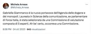 tweet di michele arnese su gabriella giammanco