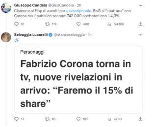 tweet su fabrizio corona ad avanti popolo 1