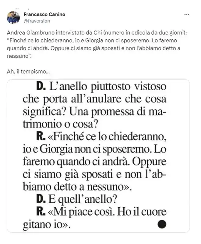 tweet su giorgia meloni e andrea giambruno   1