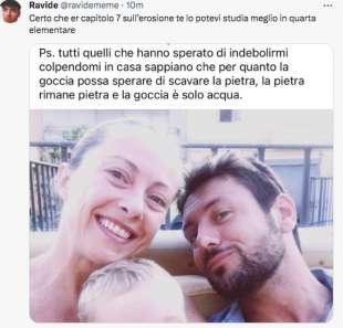 TWEET SULLA CITAZIONE DI GIORGIA MELONI DELLA GOCCIA CHE SCAVA LA PIETRA