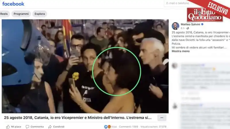 una donna riprende la digos alla manifestazione contro salvini nel 2018 a catania 