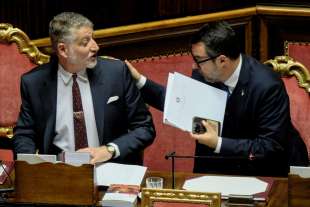 alessandro giuli e matteo salvini al senato