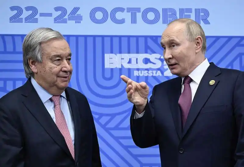 antonio guterres   vladimir putin    vertice brics 2024    foto lapresse    