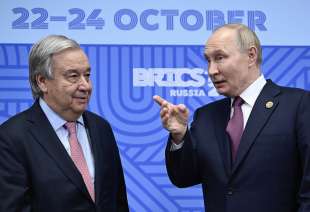 antonio guterres vladimir putin vertice brics 2024 foto lapresse