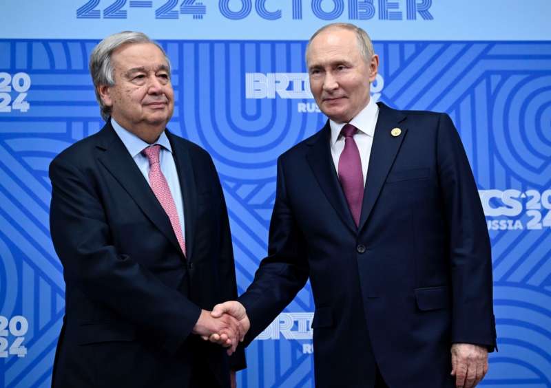 antonio guterres vladimir putin vertice brics 2024 foto lapresse