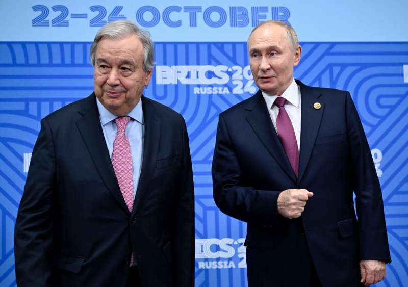 antonio guterres vladimir putin vertice brics 2024 foto lapresse