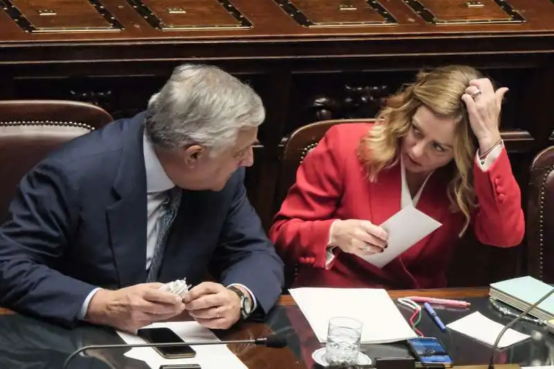 antonio tajani   giorgia meloni alla camera   foto lapresse