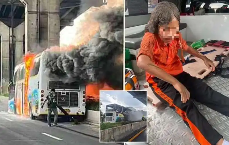 bus di studenti prende fuoco a pathum thani  in thailandia   2