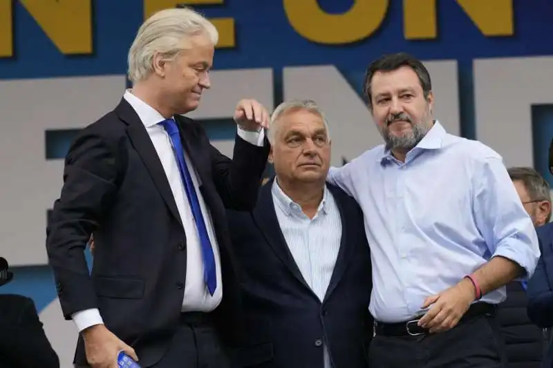 geert wilders   viktor orban   matteo salvini   pontida 2024   foto lapresse