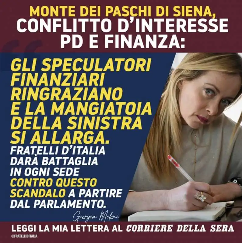 GIORGIA MELONI CONTRO GLI SPECULATORI FINANZIARI NEL 2021