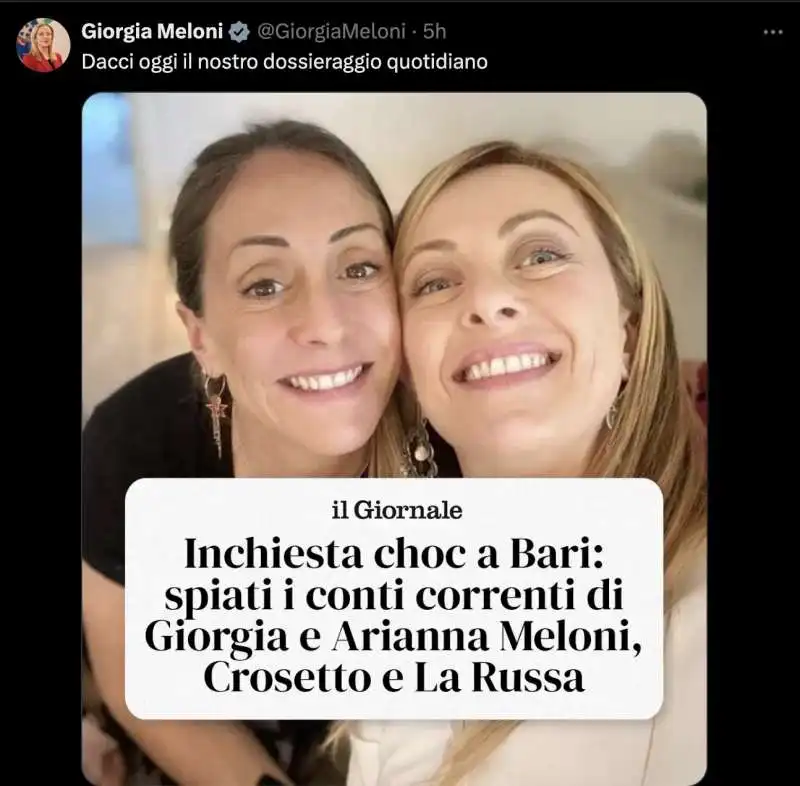 GIORGIA MELONI E I DOSSIERAGGI