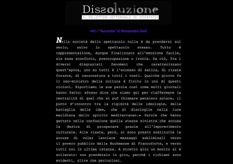 IL DISPACCIO DI DISSOLUZIONE SU ALESSANDRO GIULI