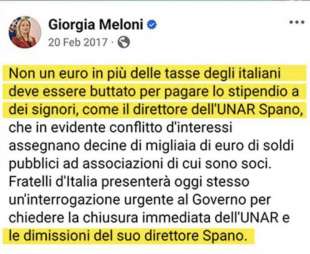 il post di giorgia meloni contro francesco spano nel 2017