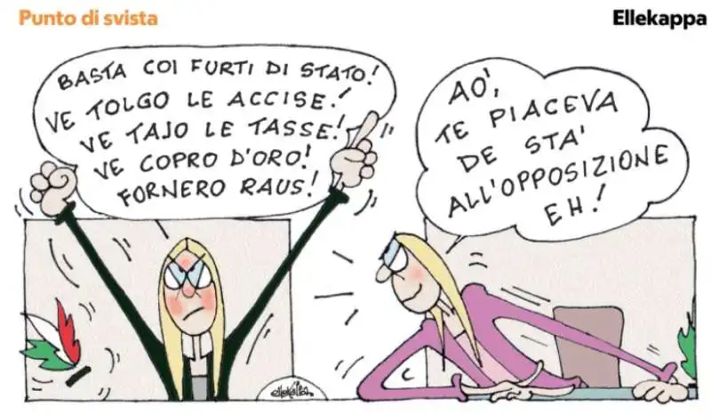 LA GIORGIA DI LOTTA E QUELLA DI GOVERNO - VIGNETTA BY ELLEKAPPA