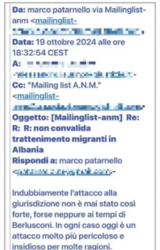 LA MAIL DI MARCO PATARNELLO 