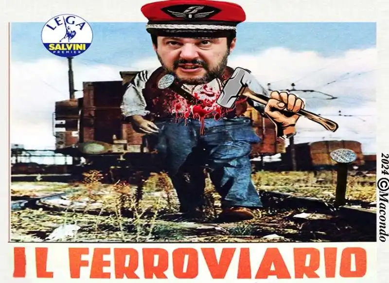 MATTEO SALVINI IL FERROVIARIO - VIGNETTA BY MACONDO