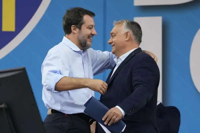 matteo salvini   viktor orban    pontida 2024   foto lapresse. 