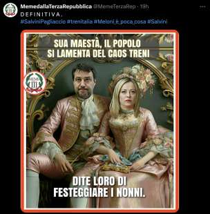 MEME SUL CAOS TRENI E GIORGIA MELONI E MATTEO SALVINI