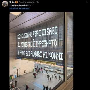 meme sul post di salvini sui nonni mentre centinaia di treni sono cancellati