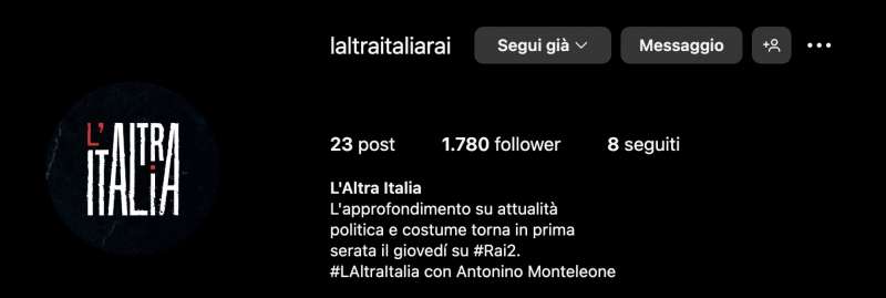 PROFILO INSTAGRAM L ALTRA ITALIA