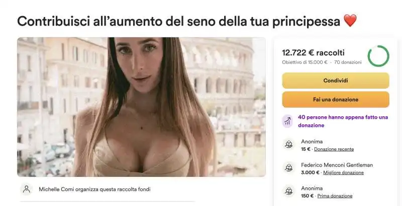 raccolta fondi michelle comi