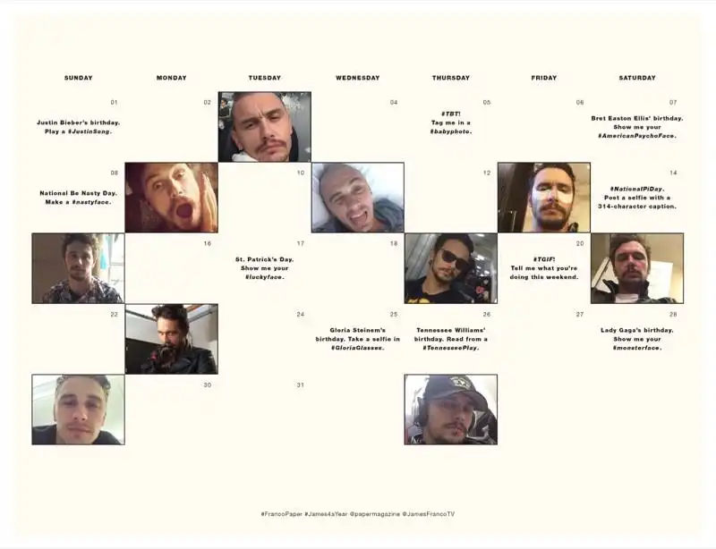 il calendario di james franco su paper 11