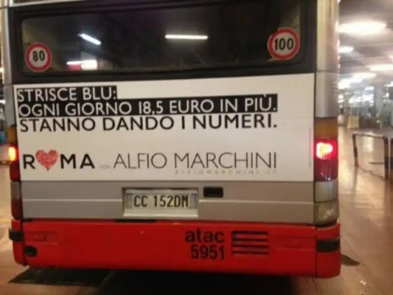 La campagna di denuncia di Marchini sugli autobus 