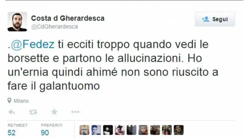 scazzo su twitter tra costantino della gherardesca e fedez 