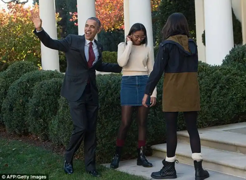 barack obama con sasha  e malia