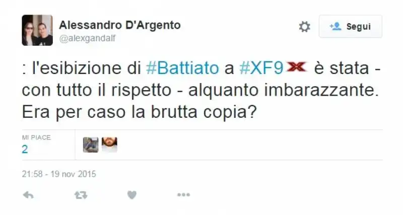 battiato stecca a xfactor   i commenti su twitter