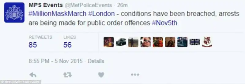 il tweet della polizia metropolitana di londra