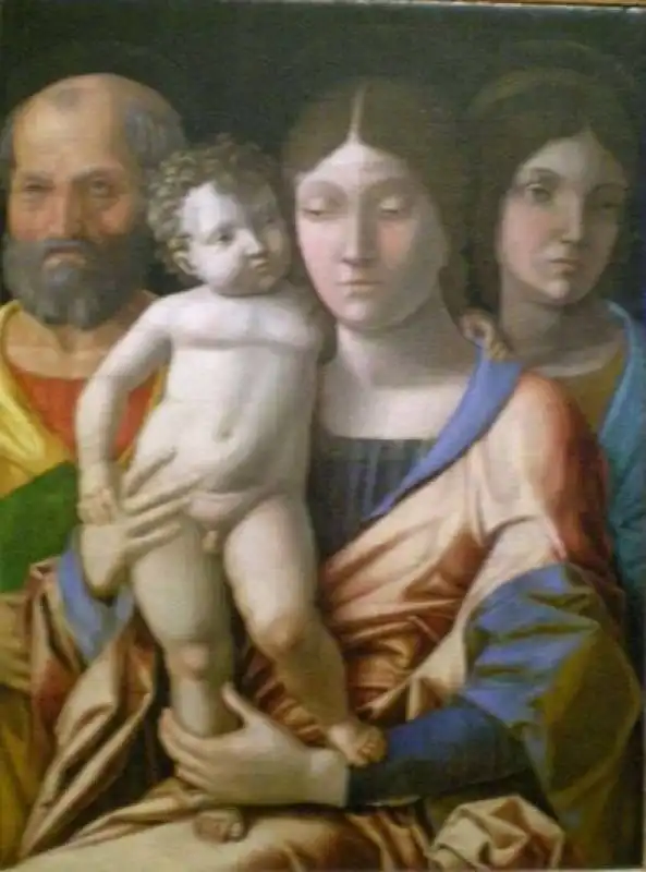 mantegna la sacra famiglia con una santa