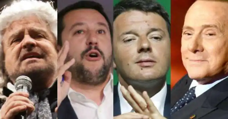 GRILLO SALVINI RENZI BERLUSCONI