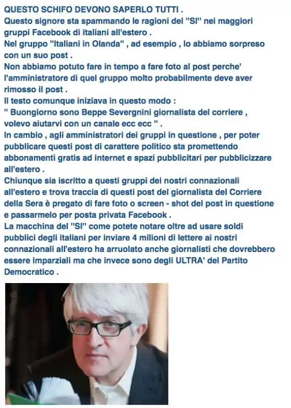 LE ACCUSE SOCIAL A BEPPE SEVERGNINI