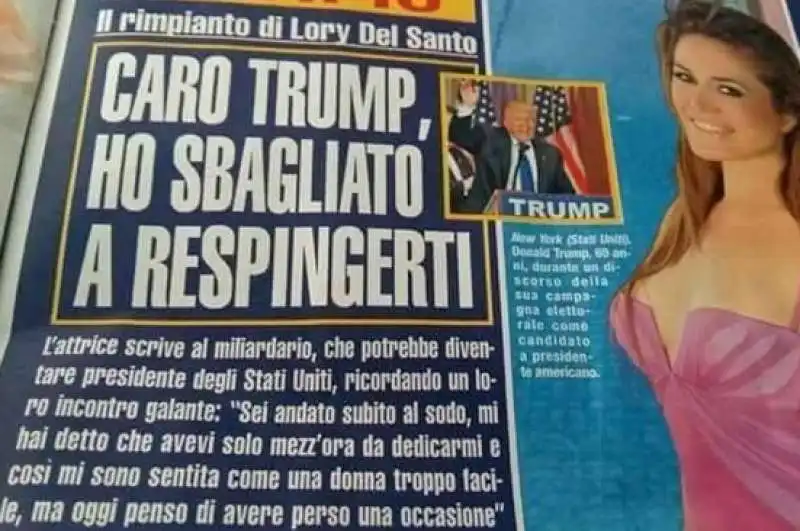 lory del santo e le avance di trump