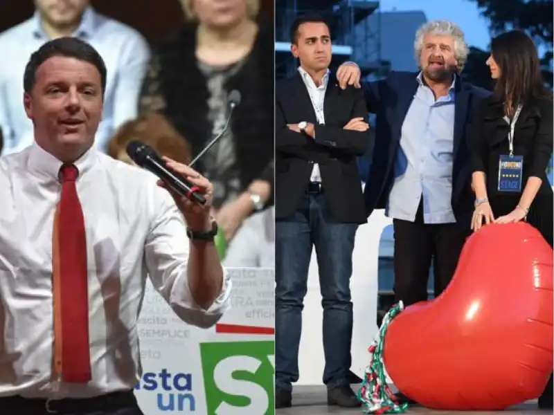 RENZI GRILLO RAGGI