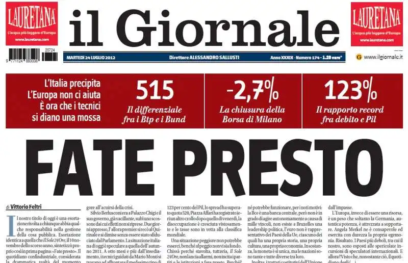 il giornale 2012 editoriale vittorio feltri