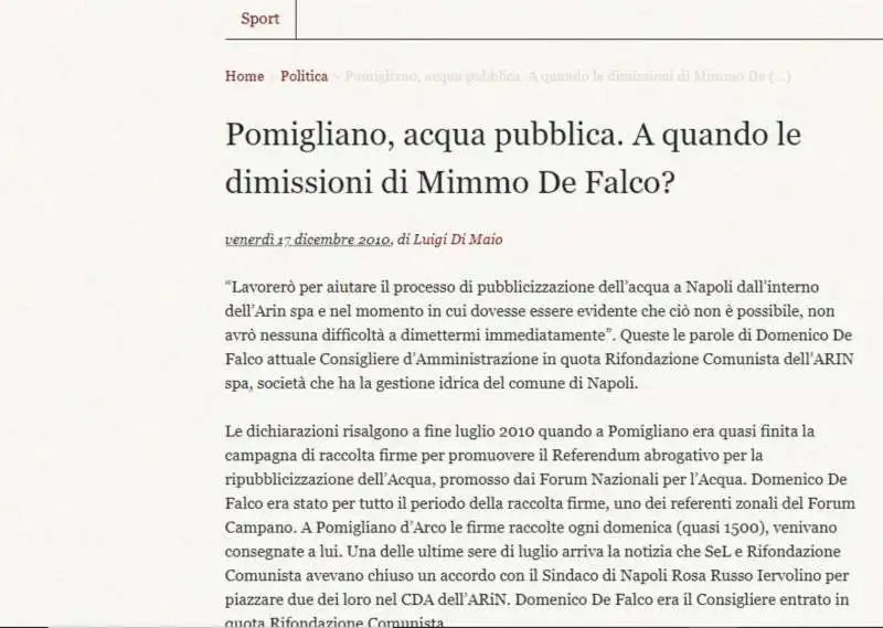 gli articoli di luigi di maio per 'la provincia online'