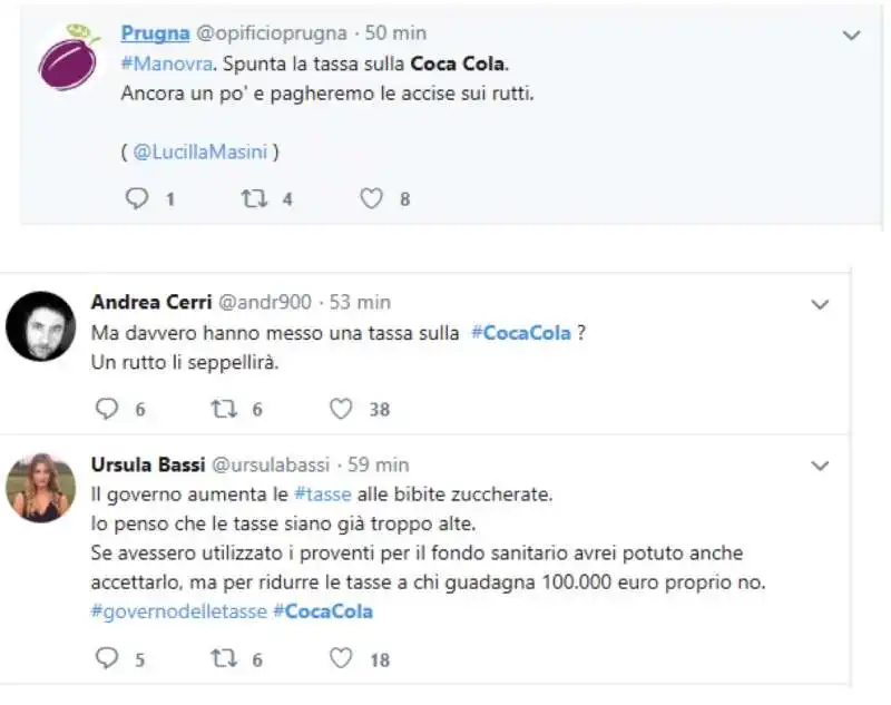 tweet contro il governo per la tassa sulla coca cola 12