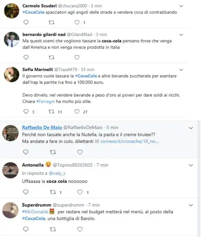 tweet contro il governo per la tassa sulla coca cola 3