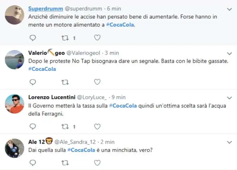 tweet contro il governo per la tassa sulla coca cola 7