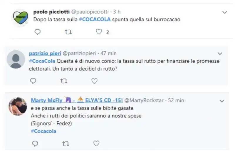 tweet contro il governo per la tassa sulla coca cola 8