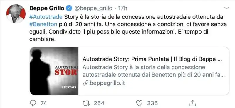 BEPPE GRILLO E LE CONCESSIONI AI BENETTON