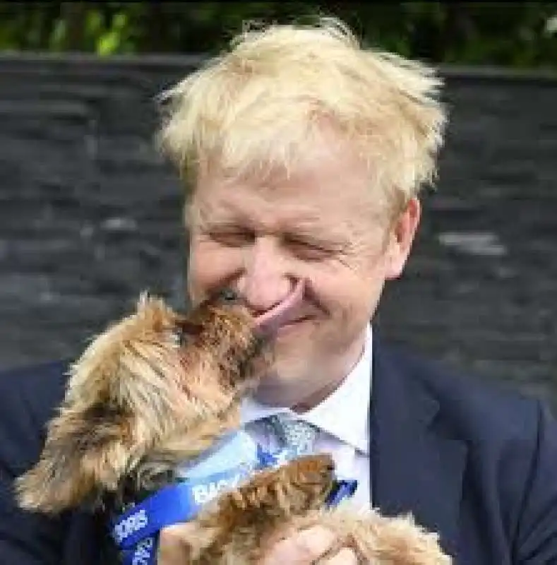 boris johnson leccato dal cane